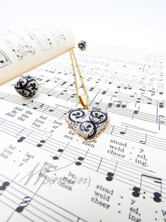 Set earrings and heart necklace