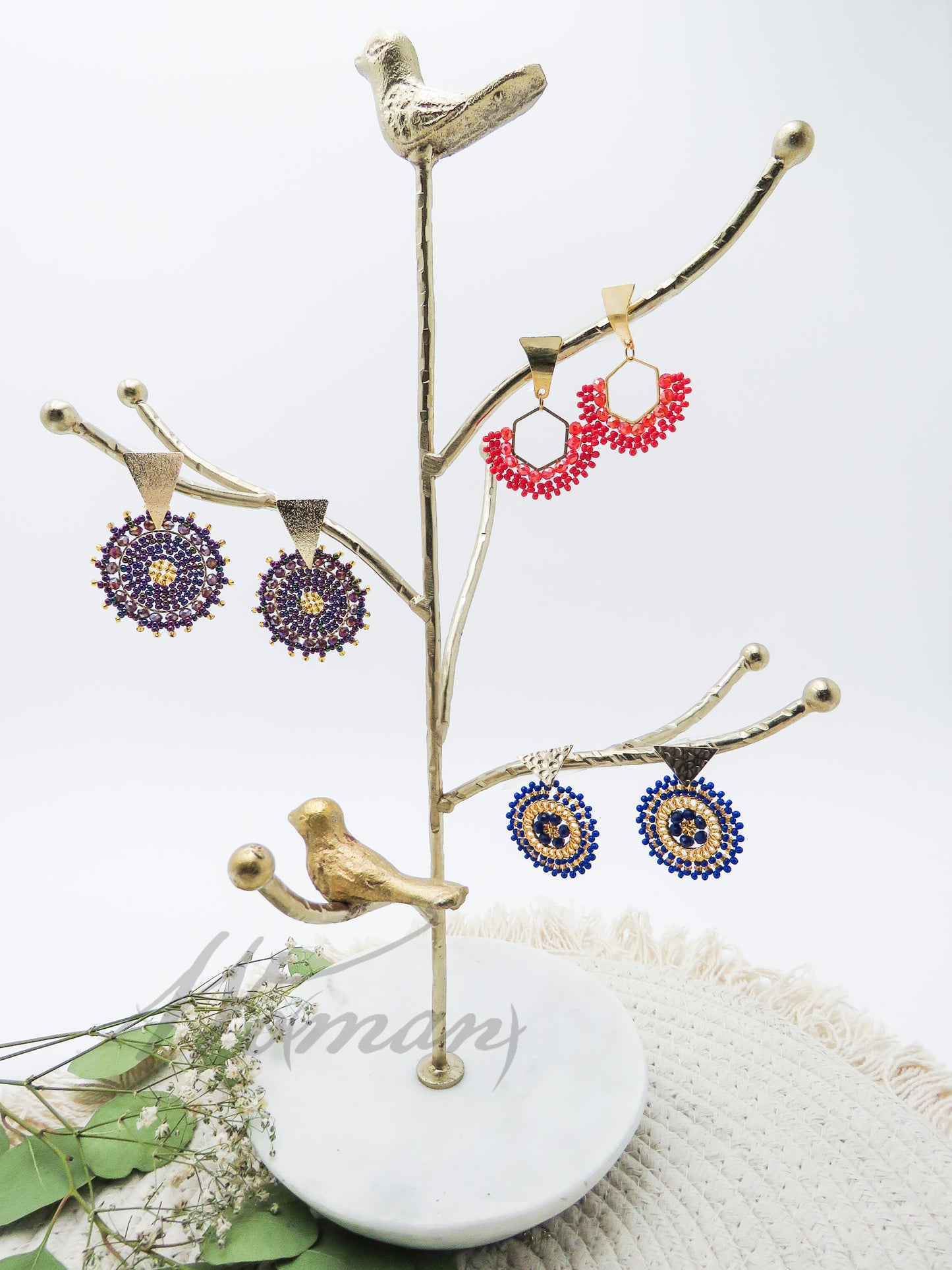 Circular Glass Bead Earrings