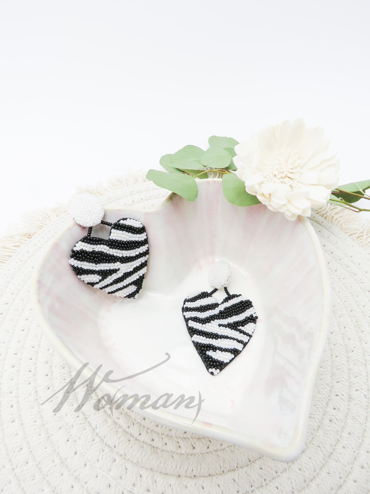 Zebra Heart Earrings