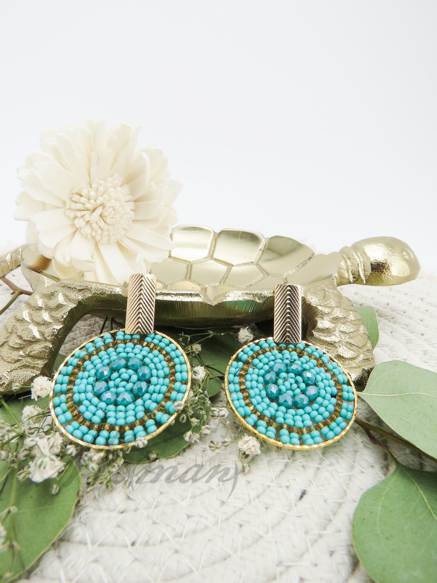 Circular Glass Bead Earrings