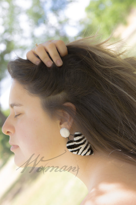 Zebra Heart Earrings